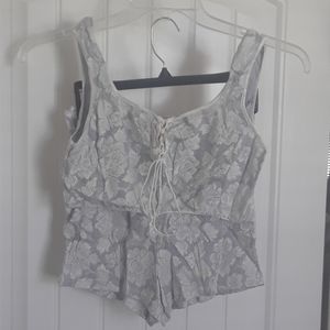 NWOT Vintage Victoria's Secret Blue Floral 2Pc Lounge Set